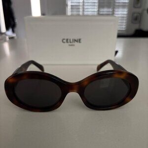 Celine Triomphe Tortoise Oval Sunglasses